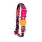ZeeDog vibrant floral dog collar with pink buckle, orange skull charm and FARM RIO tag, zigly