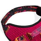 Zigly pink textured dog harness with multicolor floral patterned trim and orange buckle