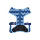 Zee.dog blue dog harness with zigly wave pattern and adjustable straps
