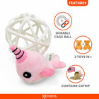 FOFOS Pink Unicorn In A Cage Catnip Cat Toy