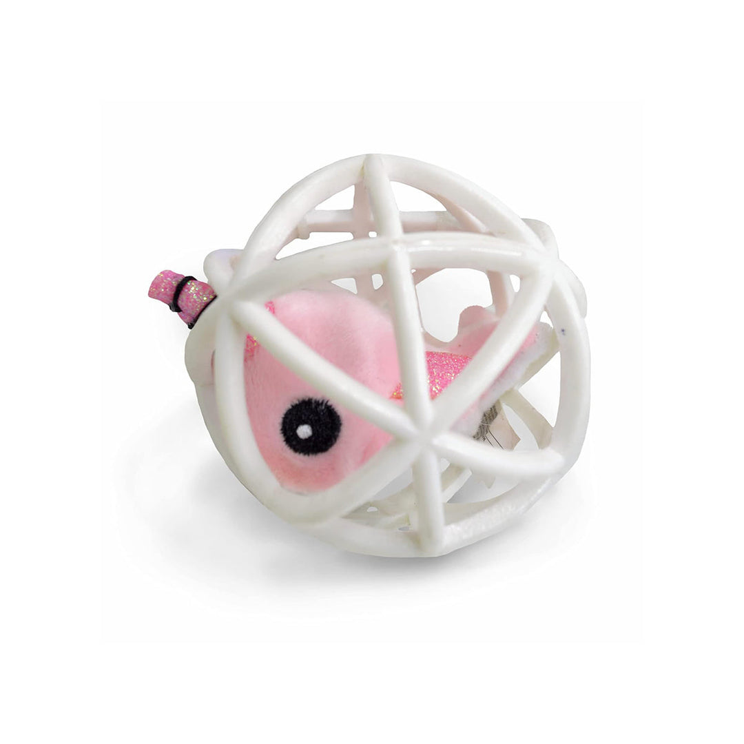 FOFOS Pink Unicorn In A Cage Catnip Cat Toy