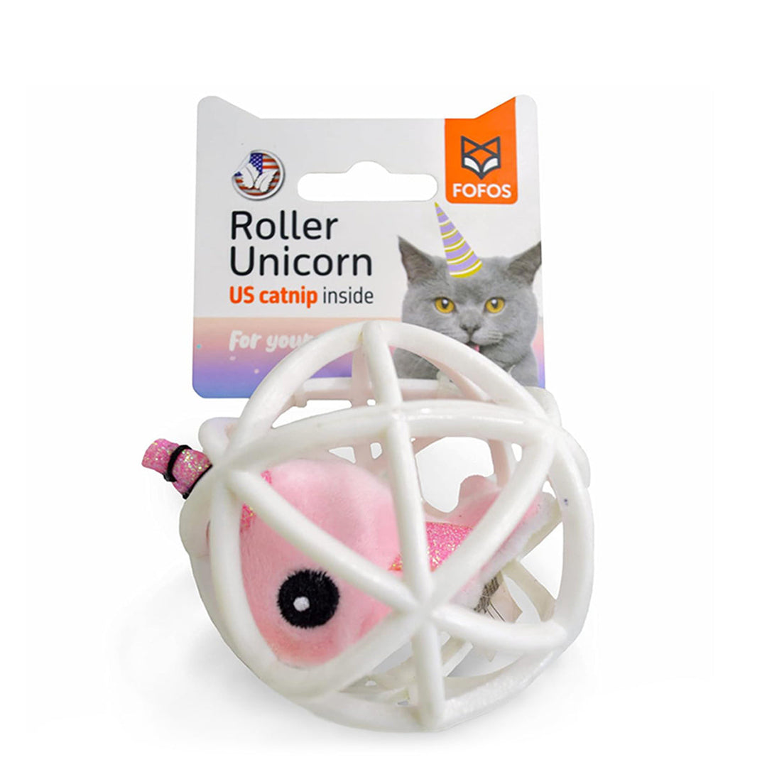 FOFOS Pink Unicorn In A Cage Catnip Cat Toy