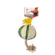 Zigly plush rope dog toy with yellow tassel and green textured sides for pets