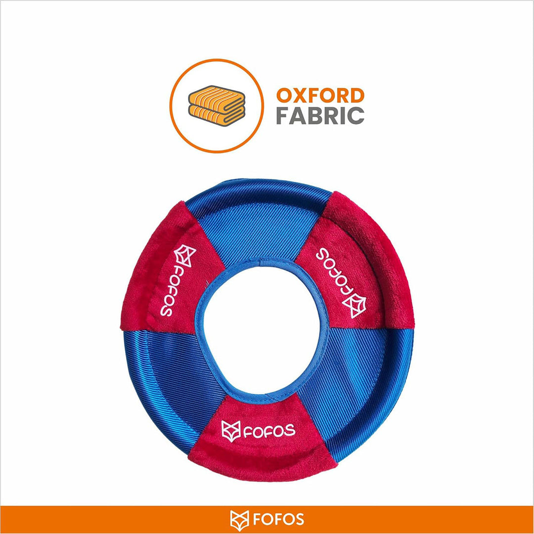FoFos dog frisbee toy in blue and red Oxford fabric for durable pet play - zigly