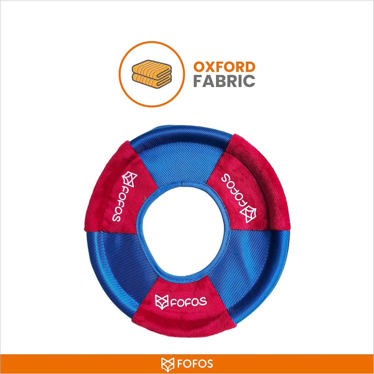 FoFos dog frisbee toy in blue and red Oxford fabric for durable pet play - zigly