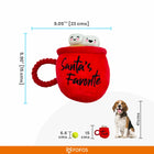 Zigly red plush dog toy cup Santa's Favorite with smiling marshmallows and rope handle