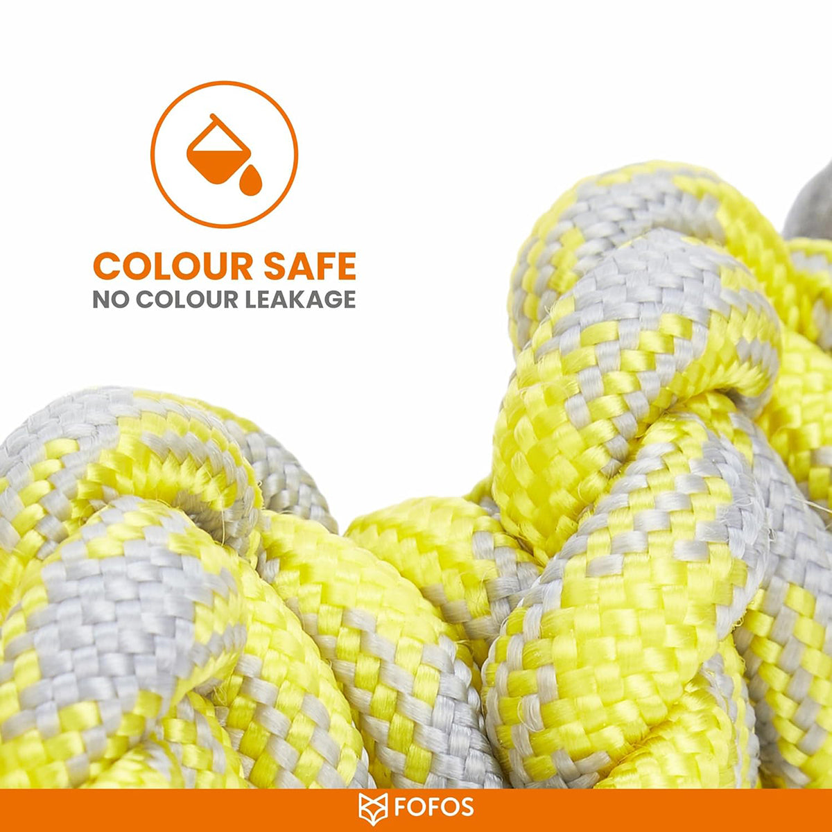 Zigly colour safe logo with close-up of yellow and gray woven rope, no colour leakage