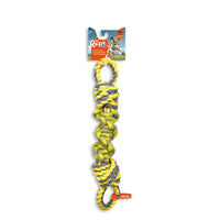 Zigly yellow and gray knotted rope dog toy by FOFOS for tug of war and fetch games