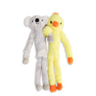 Zigly soft plush toys featuring a gray koala and yellow duck with long limbs on white background