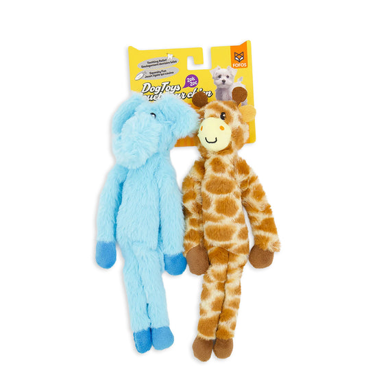 Fofos Elephant & Giraffe Plush Dog Toy - Pack of 2
