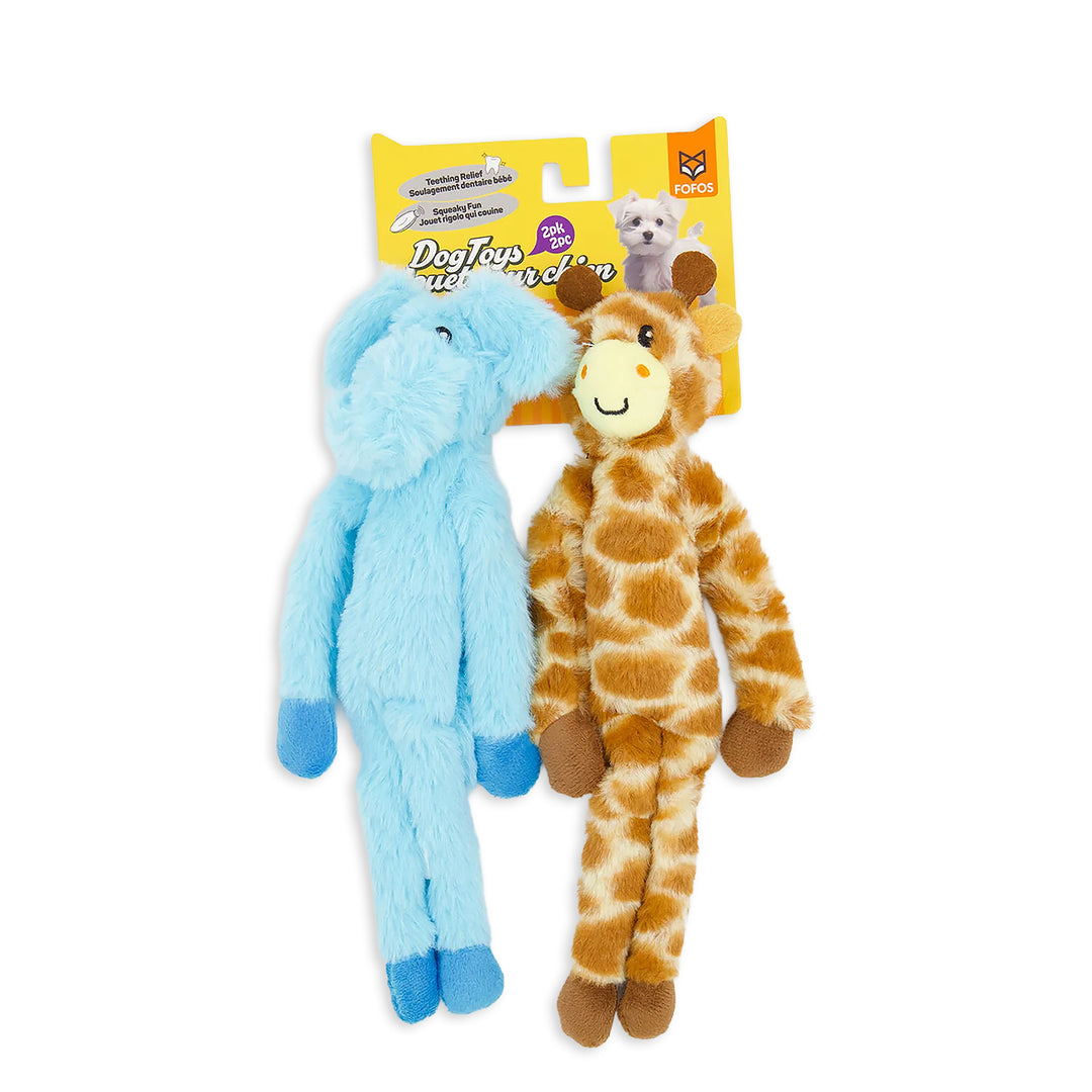 Fofos Elephant & Giraffe Plush Dog Toy - Pack of 2