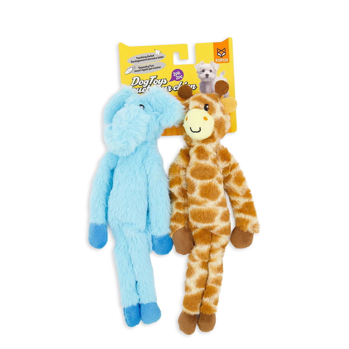 Fofos Elephant & Giraffe Plush Dog Toy - Pack of 2
