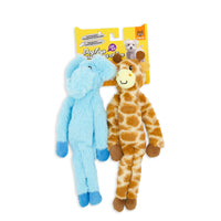 Fofos Elephant & Giraffe Plush Dog Toy - Pack of 2