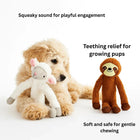 Zigly puppy with plush teething toys, soft and safe for gentle chewing and playful engagement