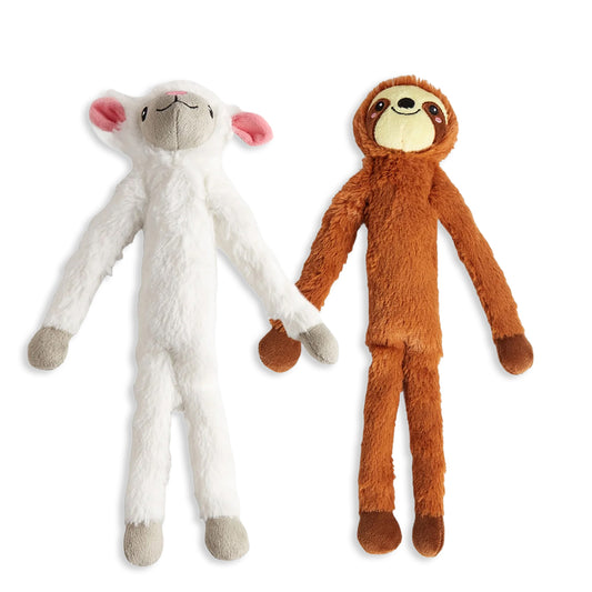Fofos Sloth & Sheep Plush Dog Toy - Pack of 2