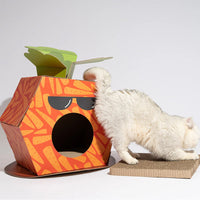 FOFOS Cardboard Cat House With Scratching Pad - Carrot