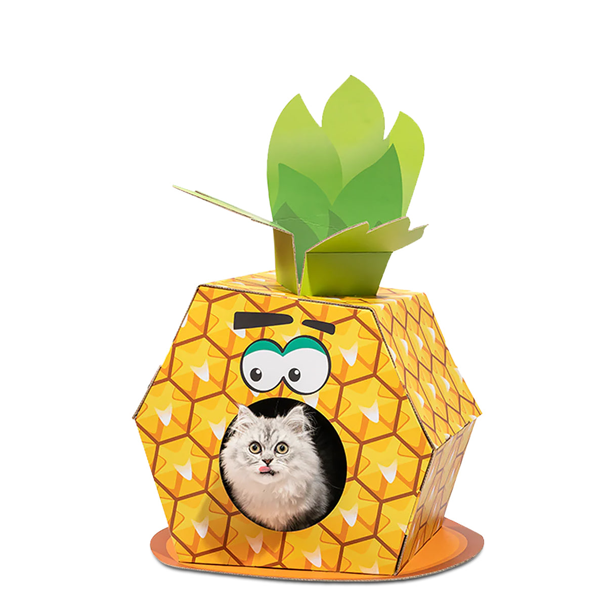 FOFOS Cardboard Cat House With Scratching Pad - Pineapple