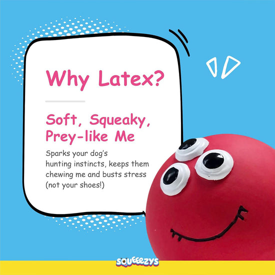 Squeeezys Latex Monster Ball Dog Toy - Red