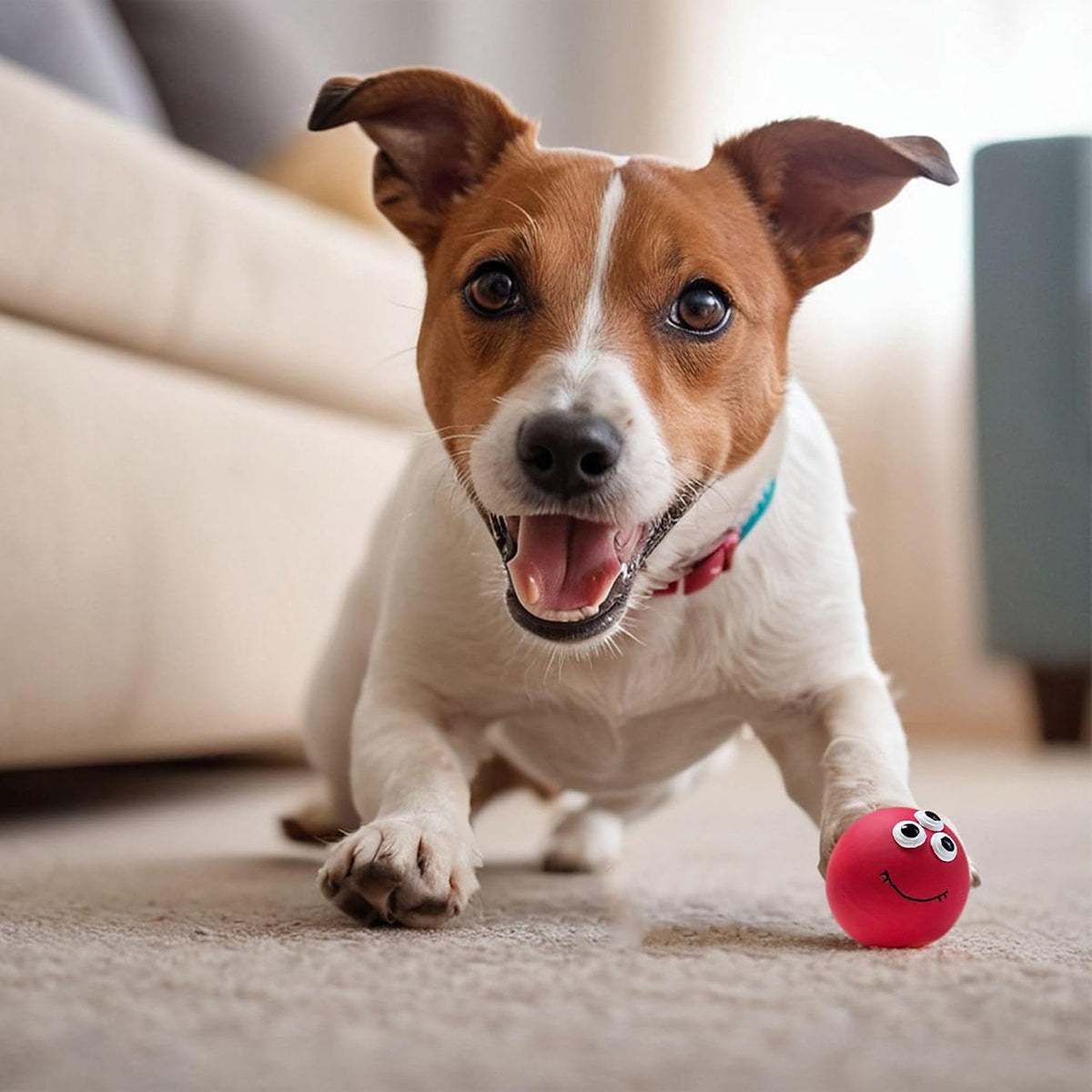 Squeeezys Latex Monster Ball Dog Toy - Red