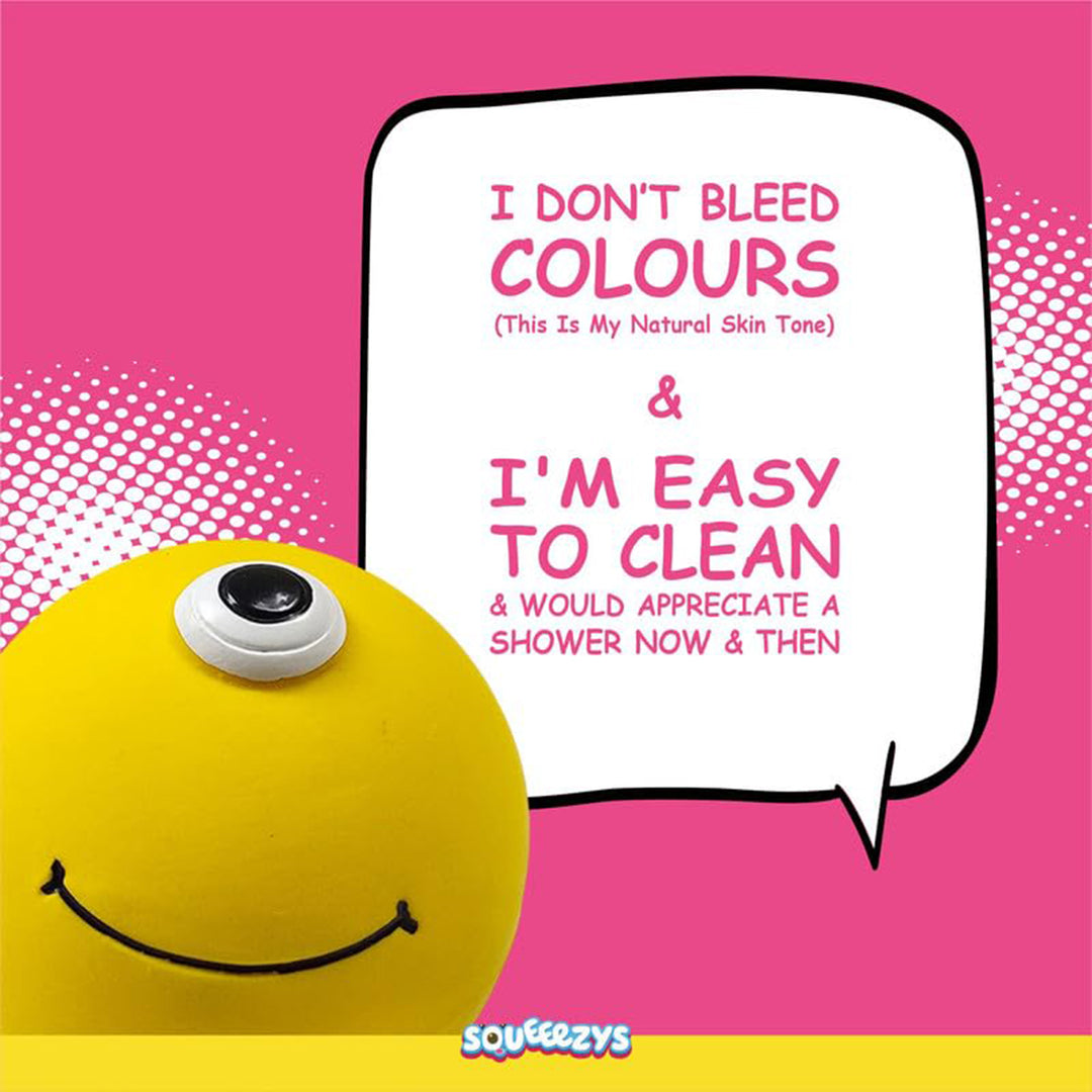 Squeeezys Latex Monster Ball Dog Toy - Yellow