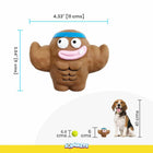 Zigly muscular brown dog toy with blue headband and pink lips, measuring 4.33x3.54 inches