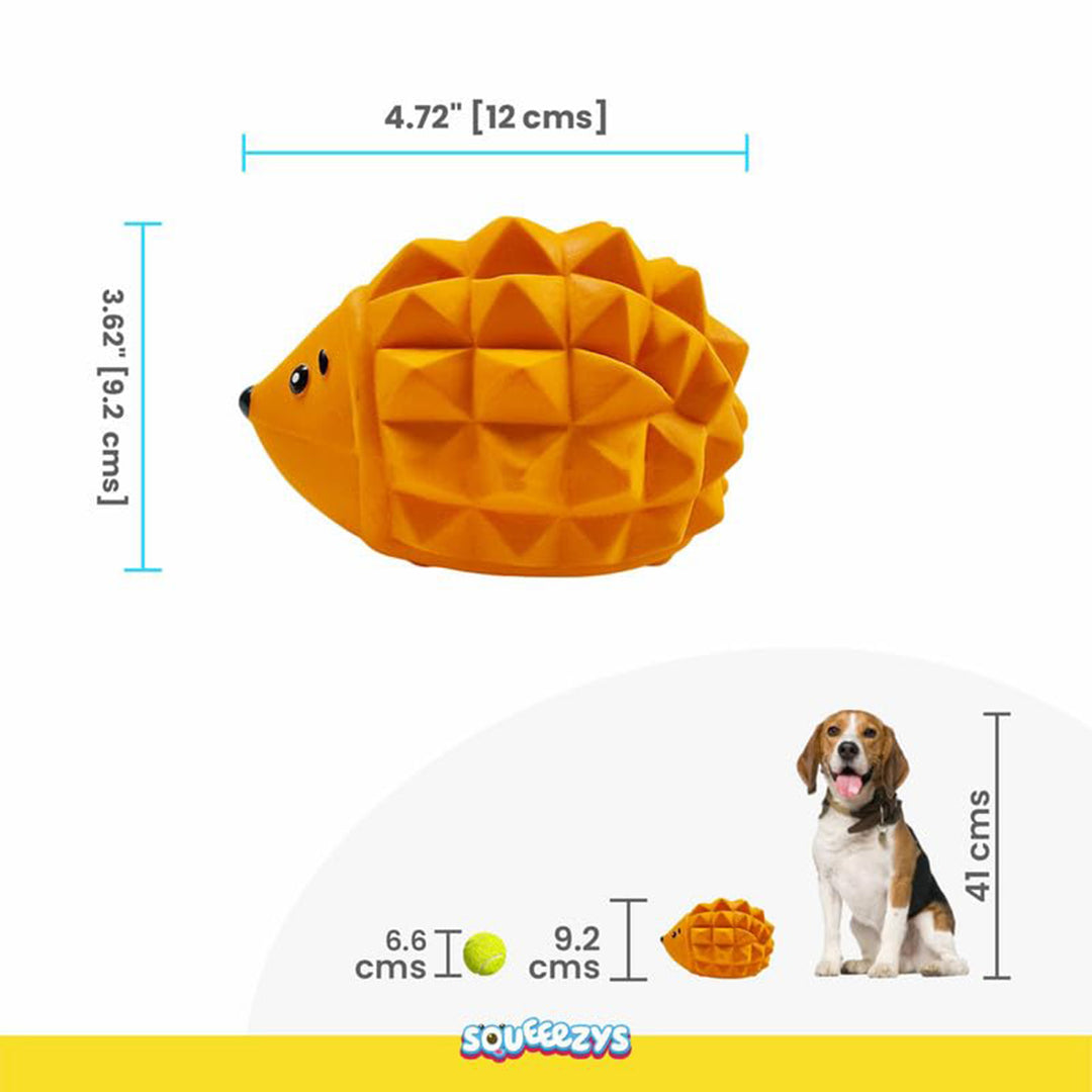 Squeeezys Latex Hedgehog Dog Toy - Orange