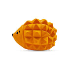Zigly orange rubber hedgehog dog toy with textured spiked body and black eyes