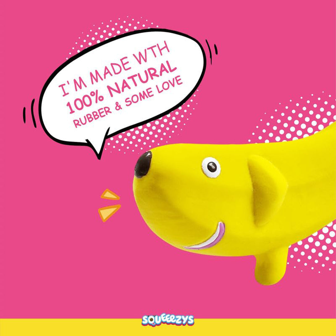 Squeeezys Latex Banana Dog Toy - Yellow