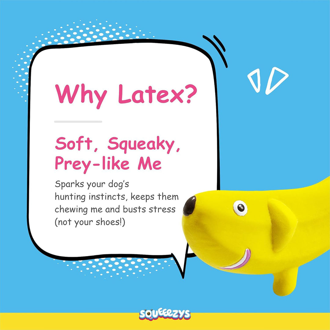 Squeeezys Latex Banana Dog Toy - Yellow