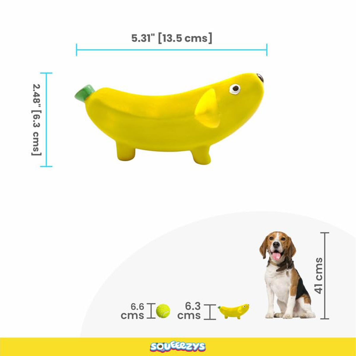Squeeezys Latex Banana Dog Toy - Yellow
