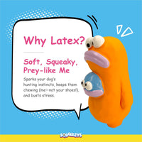 Squeeezys Latex Monster Brother Dog Toy - Orange Blue