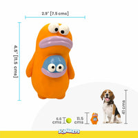 Squeeezys Latex Monster Brother Dog Toy - Orange Blue