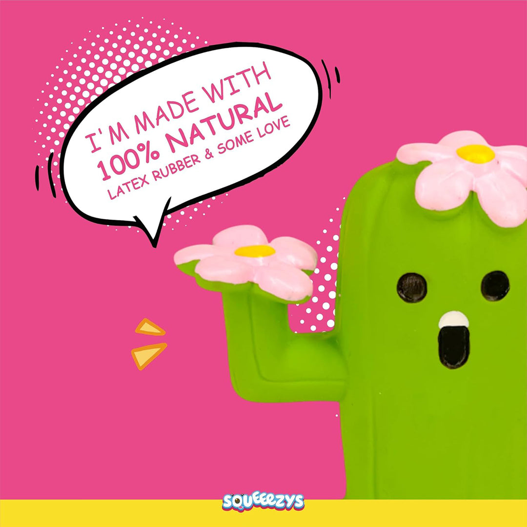 Squeeezys Latex Cactus Man Dog Toy - Green