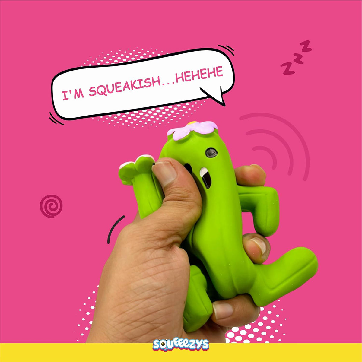 Squeeezys Latex Cactus Man Dog Toy - Green