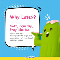 Squeeezys Latex Cactus Man Dog Toy - Green