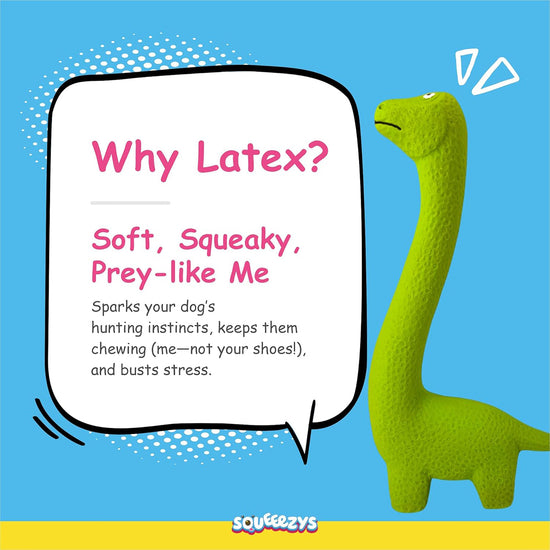 Squeeezys Latex Dino Dog Toy - Green