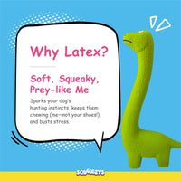 Squeeezys Latex Dino Dog Toy - Green