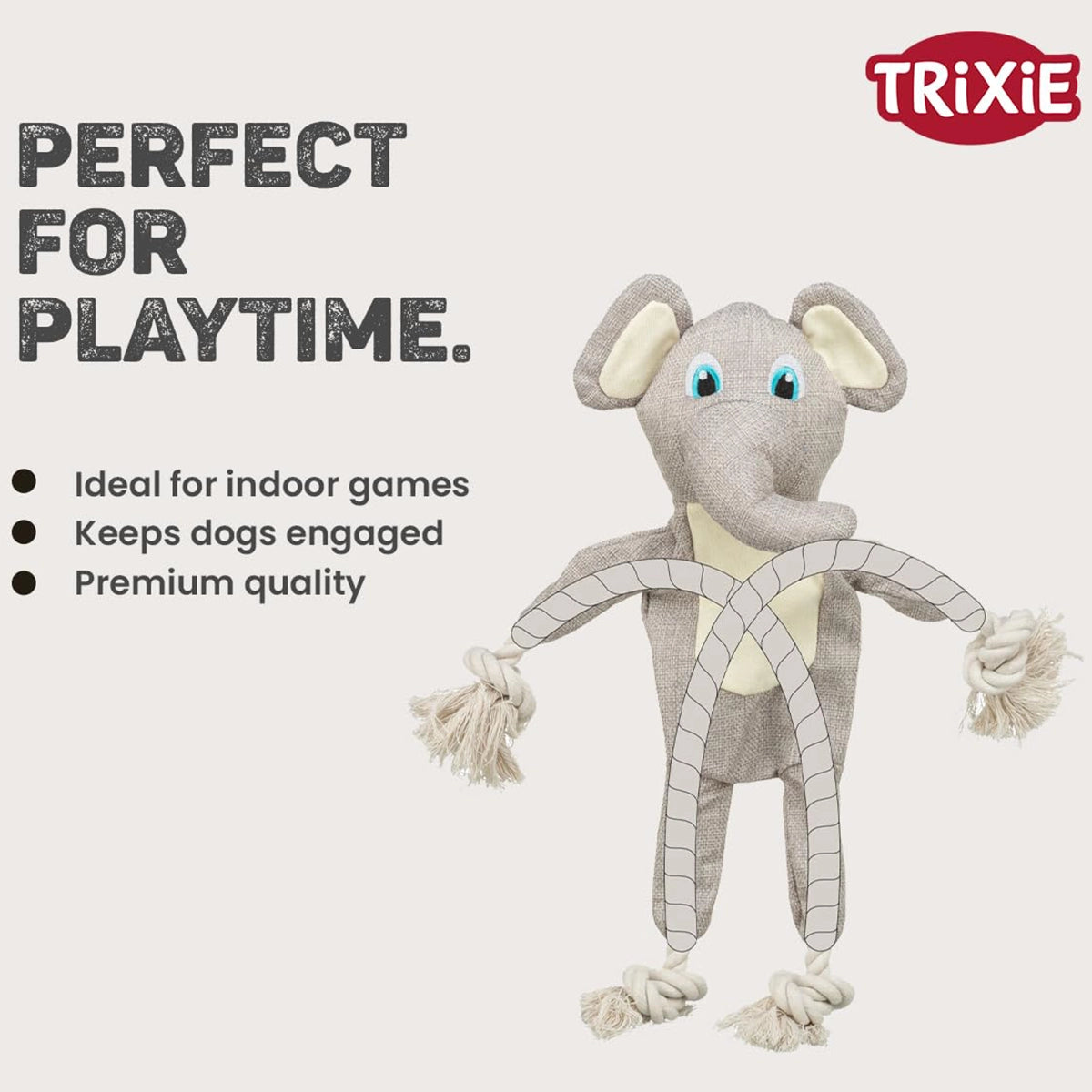 Trixie Elephant With Rope Plush Dog Toy 42 cm