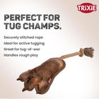 Trixie Animal Paw On Rope Plush Dog Toy