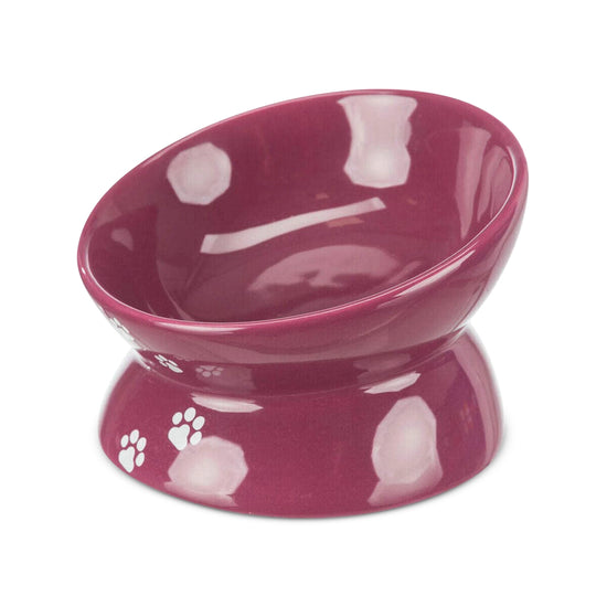 Trixie Elevated Ceramic Cat Bowl 150ml - Dia 13cm - Berry