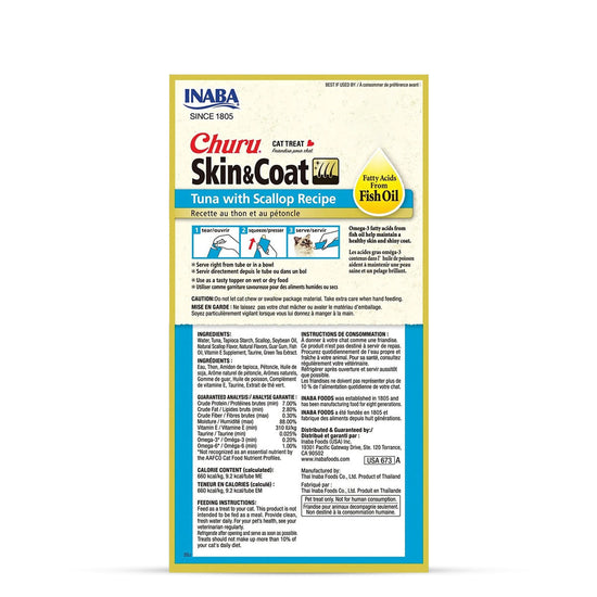Inaba Churu Skin & Coat Tuna with Scallop Recipe Creamy Cat Treat 56g (14g x 4)