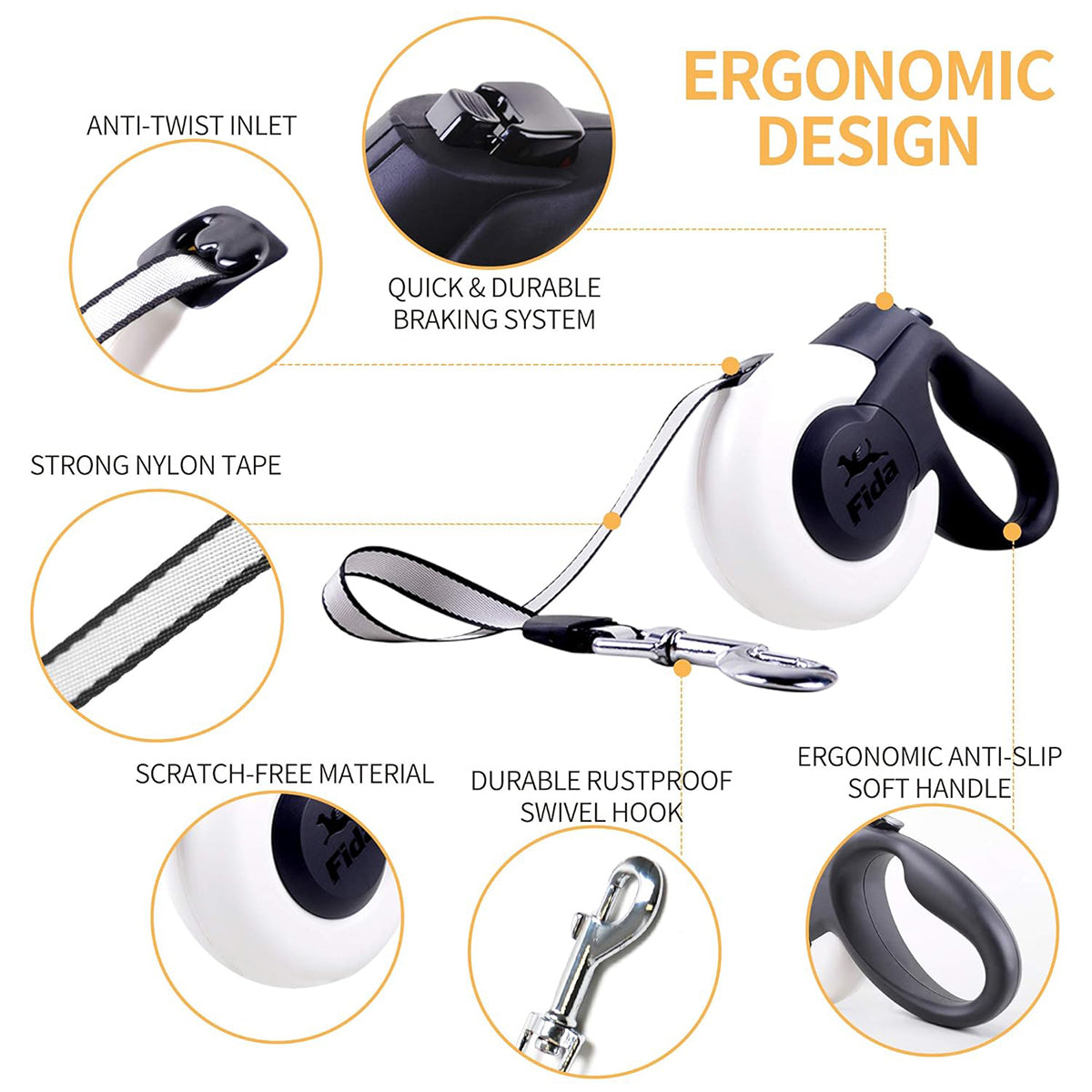 Fida Mars Dog Leash - White