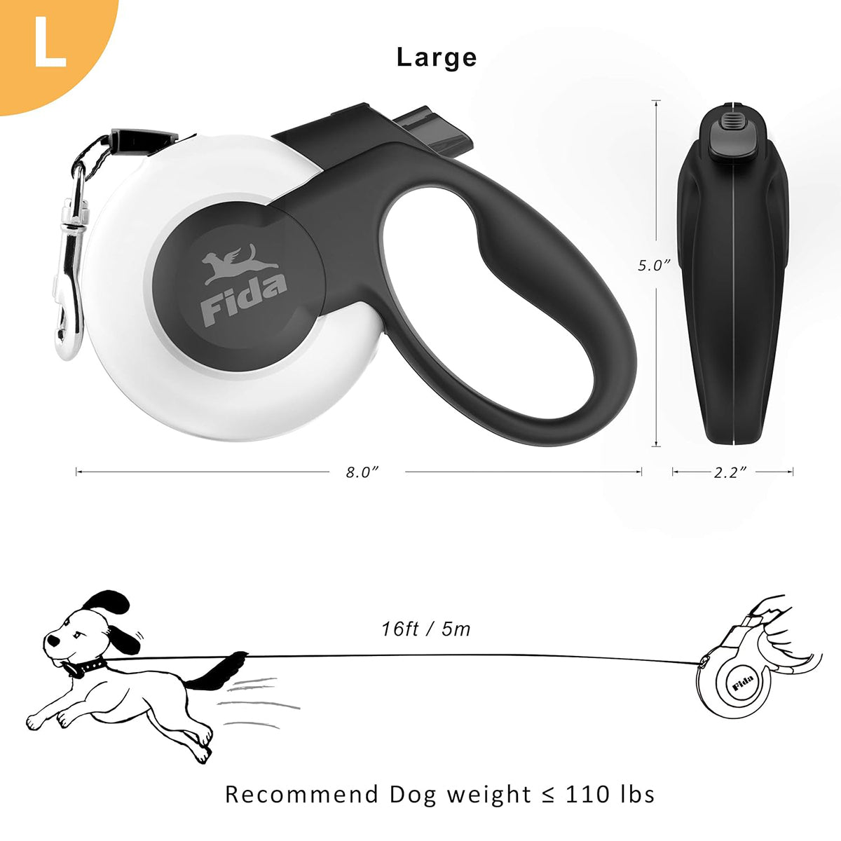 Fida Mars Dog Leash - White