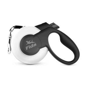 White Fida Mars retractable dog leash with black handle available at zigly