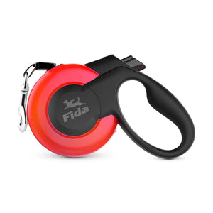 Red Fida Mars retractable dog leash with black handle available at zigly