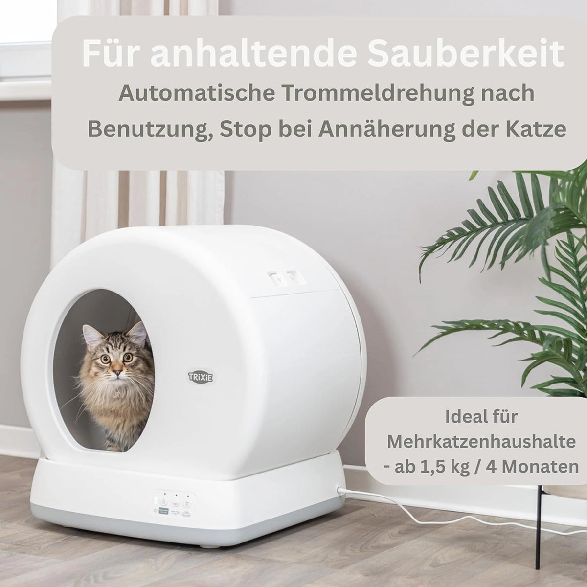 Trixie Self Cleaning Cat Litter Tray - White - 53x55.5x52cm