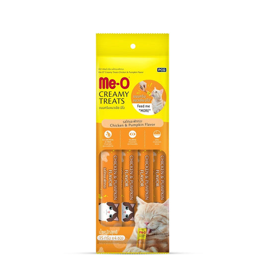 Me-O Creamy Treats Chicken & Pumpkin Flavour - 15g (Pack Of 4)