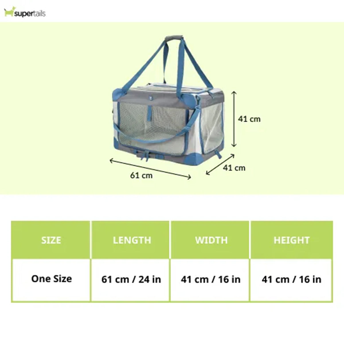 FOFOS Outdoor Camping Pet Carrier - Grey/Blue