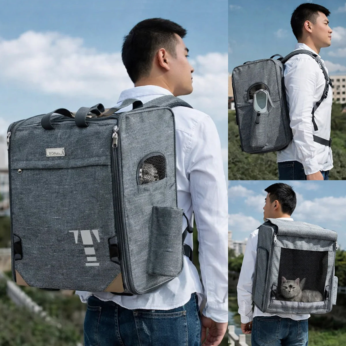 Truelove Airflow Premium Backpack Pet Carrier - Grey - Large
