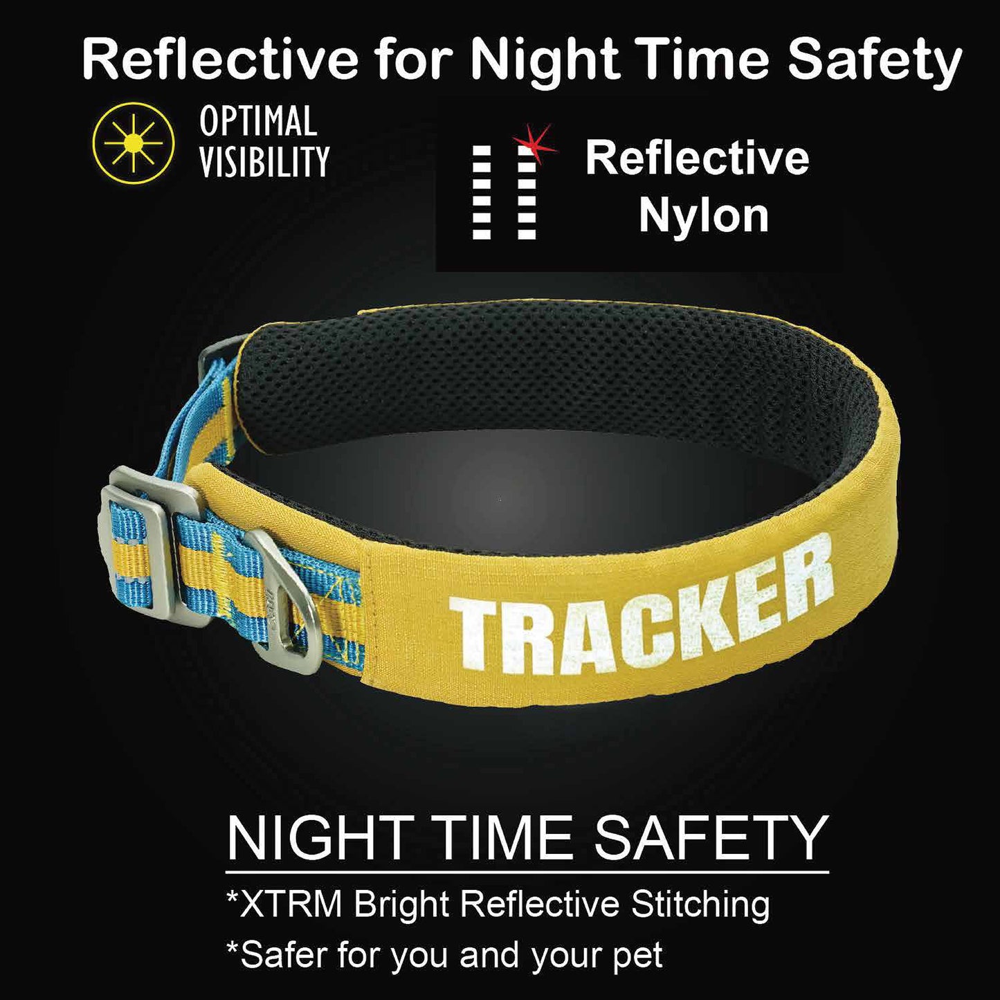 Petaholic Tracker Series Plateau Pet Collar - Mustard